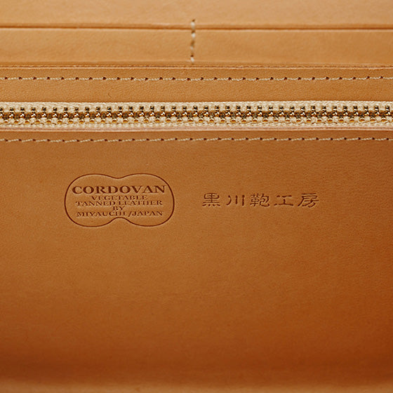 112-40 コードバン つや有り ラウンド長財布 小銭入れ付き （バーガンディ）